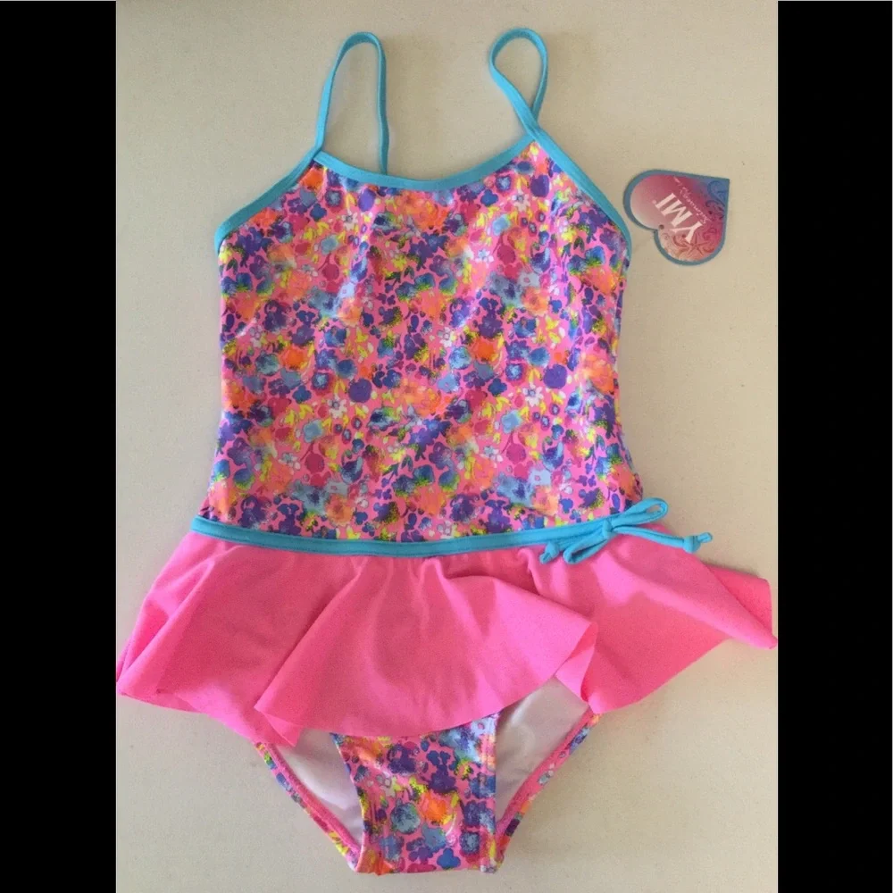 NWT YMI confetti floral print ruffle 1pc swimsuit